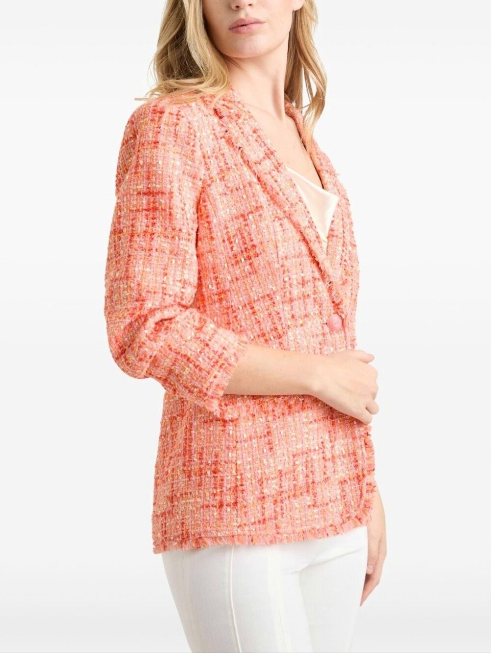 Cinq a Sept Lucie Boucle Khloe blazer jacket Pink Poppy Multi tweed women's sz 6